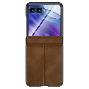 For Motorola Razr 60 Ultra Integrated Film Hinge Folding PU Phone Case(Brown)