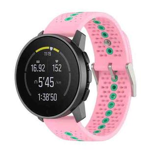 For Suunto Race S Colorful Hole Silicone Watch Band(Pink Mint Green)