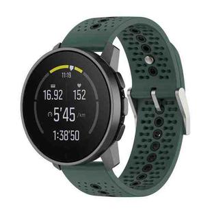 For Suunto Race S Colorful Hole Silicone Watch Band(Olive Green Black)