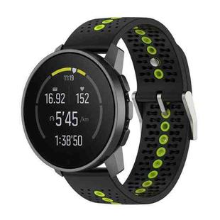 For Suunto Race S Colorful Hole Silicone Watch Band(Black Lime Green)