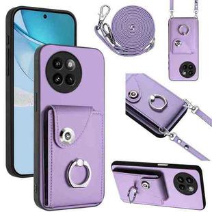 For Xiaomi Civi 4 Pro Organ Card Bag Ring Holder Phone Case with Long Lanyard(Purple)