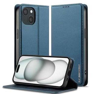 For iPhone 15 LC.IMEEKE L1 Series Frosted Fine Texture PU Phone Case(Blue)