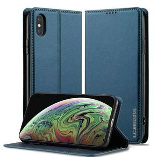 For iPhone X / XS LC.IMEEKE L1 Series Frosted Fine Texture PU Phone Case(Blue)