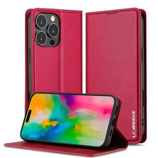 For iPhone 16 Pro Max LC.IMEEKE L1 Series Frosted Fine Texture PU Phone Case(Red)