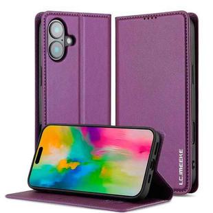 For iPhone 16 LC.IMEEKE L1 Series Frosted Fine Texture PU Phone Case(Purple)