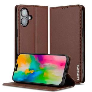 For iPhone 17 LC.IMEEKE L1 Series Frosted Fine Texture PU Phone Case(Brown)