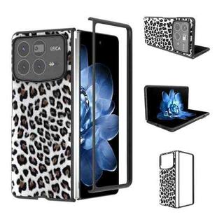 For Xiaomi Mix Fold 4 Black Frame Leopard Full Coverage Phone Case(Silver Leopard)