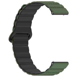 22mm Dotted Loop Magnetic Silicone Watch Band(Army Green Black)