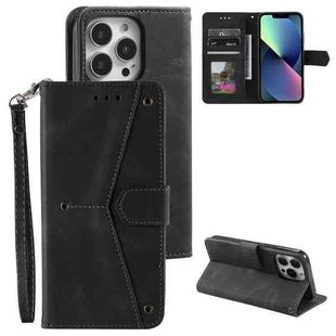 For iPhone 16 Pro Nail Skin Feel Stitching Calf Texture Leather Phone Case(Black)