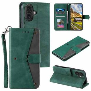 For iPhone 16 Plus Nail Skin Feel Stitching Calf Texture Leather Phone Case(Green)