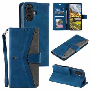 For iPhone 16 Nail Skin Feel Stitching Calf Texture Leather Phone Case(Blue)