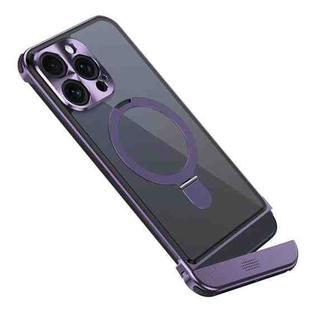 For iPhone 14 Pro Metal Scissor Design Aroma MagSafe Ring Holder Phone Case(Purple)