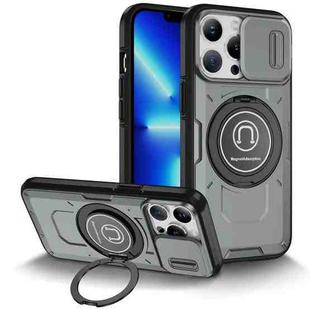 For iPhone 13 Pro Sliding Camshield TPU Hybrid PC Magnetic Holder Phone Case(Grey)