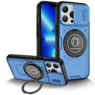 For iPhone 13 Pro Sliding Camshield TPU Hybrid PC Magnetic Holder Phone Case(Sky Blue)