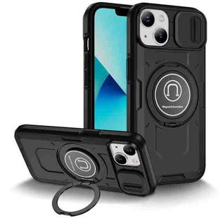 For iPhone 13 Sliding Camshield TPU Hybrid PC Magnetic Holder Phone Case(Black)