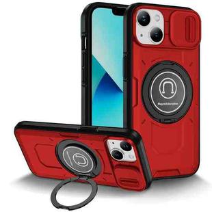 For iPhone 13 Sliding Camshield TPU Hybrid PC Magnetic Holder Phone Case(Red)