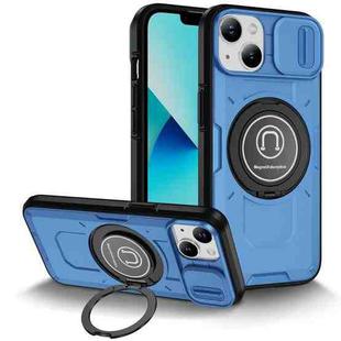 For iPhone 13 Sliding Camshield TPU Hybrid PC Magnetic Holder Phone Case(Sky Blue)