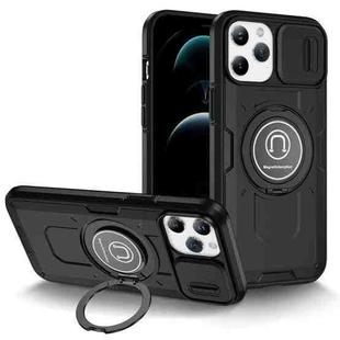 For iPhone 12 Pro Sliding Camshield TPU Hybrid PC Magnetic Holder Phone Case(Black)