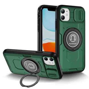 For iPhone 11 Sliding Camshield TPU Hybrid PC Magnetic Holder Phone Case(Dark Green)