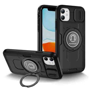 For iPhone 11 Sliding Camshield TPU Hybrid PC Magnetic Holder Phone Case(Black)