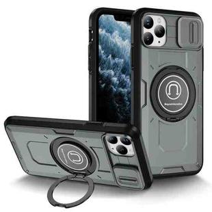 For iPhone 11 Pro Sliding Camshield TPU Hybrid PC Magnetic Holder Phone Case(Grey)