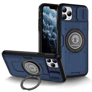 For iPhone 11 Pro Sliding Camshield TPU Hybrid PC Magnetic Holder Phone Case(Dark Blue)