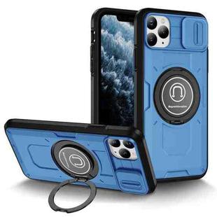 For iPhone 11 Pro Sliding Camshield TPU Hybrid PC Magnetic Holder Phone Case(Sky Blue)