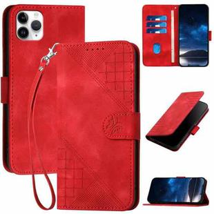 For iPhone 11 Pro Max YX0080 Grid Butterfly Embossed Pattern Flip Leather Phone Case with Lanyard(Red)