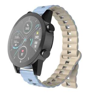 20mm Reverse Buckle Two Color Magnetic Silicone Watch Band(Blue+Starlight)