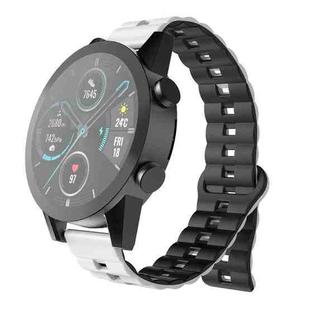 20mm Reverse Buckle Two Color Magnetic Silicone Watch Band(White+Black)