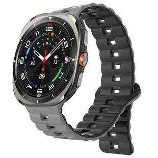 For Samsung Galaxy Watch Ultra 47mm Reverse Buckle Two Color Magnetic Silicone Watch Band(Grey+Black)