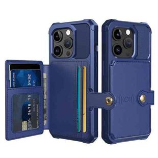 For iPhone 15 Pro Max Magnetic Wallet Card Bag Leather Phone Case(Blue)