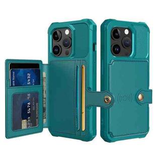 For iPhone 15 Pro Max Magnetic Wallet Card Bag Leather Phone Case(Cyan)