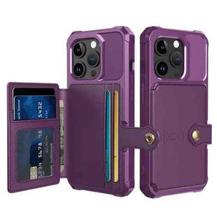 For iPhone 15 Pro Magnetic Wallet Card Bag Leather Phone Case(Purple)