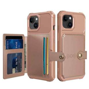 For iPhone 15 Magnetic Wallet Card Bag Leather Phone Case(Rose Gold)