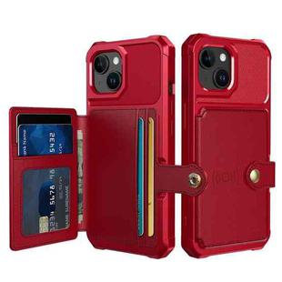 For iPhone 15 Magnetic Wallet Card Bag Leather Phone Case(Red)