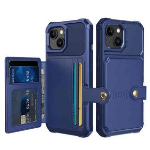 For iPhone 15 Magnetic Wallet Card Bag Leather Phone Case(Blue)