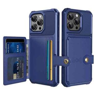 For iPhone 16 Pro Max Magnetic Wallet Card Bag Leather Phone Case(Blue)