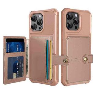 For iPhone 16 Pro Max Magnetic Wallet Card Bag Leather Phone Case(Rose Gold)