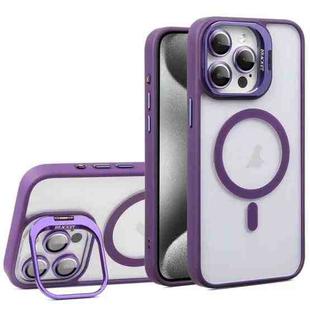 For iPhone 15 Pro U1 Invisible Lens Holder Acrylic + TPU MagSafe Magnetic Phone Case(Dark Purple)