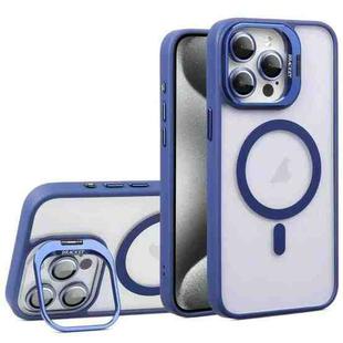 For iPhone 15 Pro U1 Invisible Lens Holder Acrylic + TPU MagSafe Magnetic Phone Case(Dark Blue)