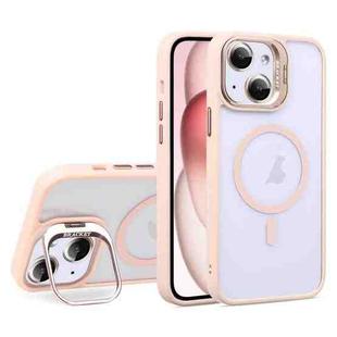 For iPhone 15 Plus U1 Invisible Lens Holder Acrylic + TPU MagSafe Magnetic Phone Case(Pink)