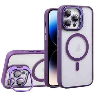 For iPhone 14 Pro Max U1 Invisible Lens Holder Acrylic + TPU MagSafe Magnetic Phone Case(Dark Purple)