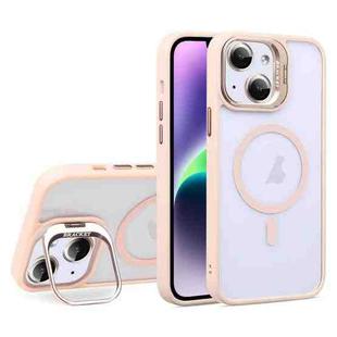 For iPhone 14 Plus U1 Invisible Lens Holder Acrylic + TPU MagSafe Magnetic Phone Case(Pink)