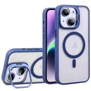 For iPhone 14 Plus U1 Invisible Lens Holder Acrylic + TPU MagSafe Magnetic Phone Case(Dark Blue)