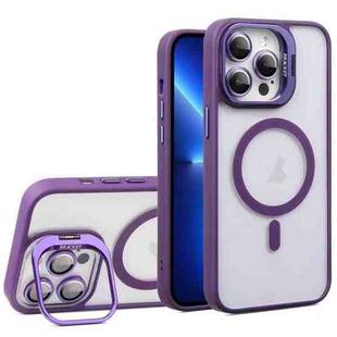 For iPhone 13 Pro U1 Invisible Lens Holder Acrylic + TPU MagSafe Magnetic Phone Case(Dark Purple)