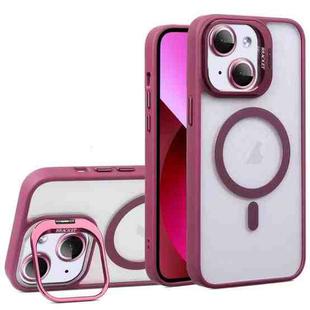 For iPhone 13 U1 Invisible Lens Holder Acrylic + TPU MagSafe Magnetic Phone Case(Wine Red)