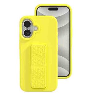 For iPhone 16 Liquid Silicone Holder Phone Case(Yellow)