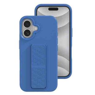 For iPhone 16 Liquid Silicone Holder Phone Case(Navy Blue)