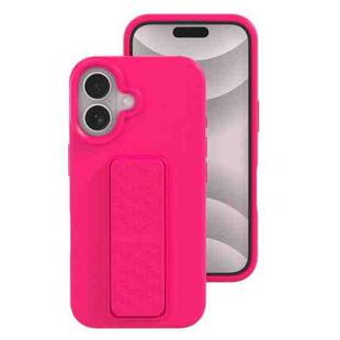 For iPhone 16 Liquid Silicone Holder Phone Case(Brilliant Pink)